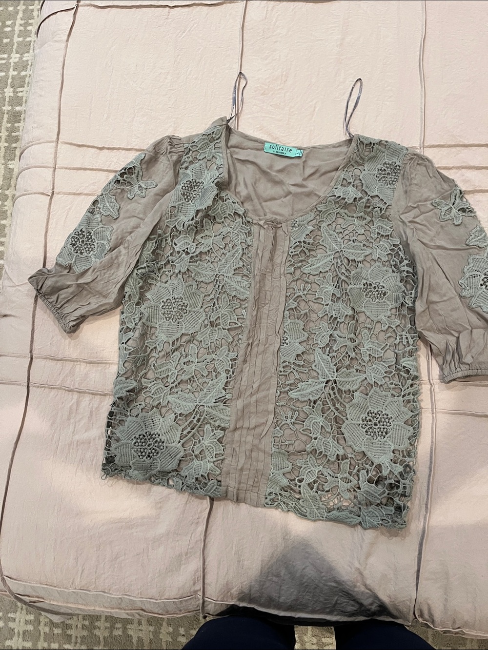 Solitaire Sage Green Crochet Lace Blouse